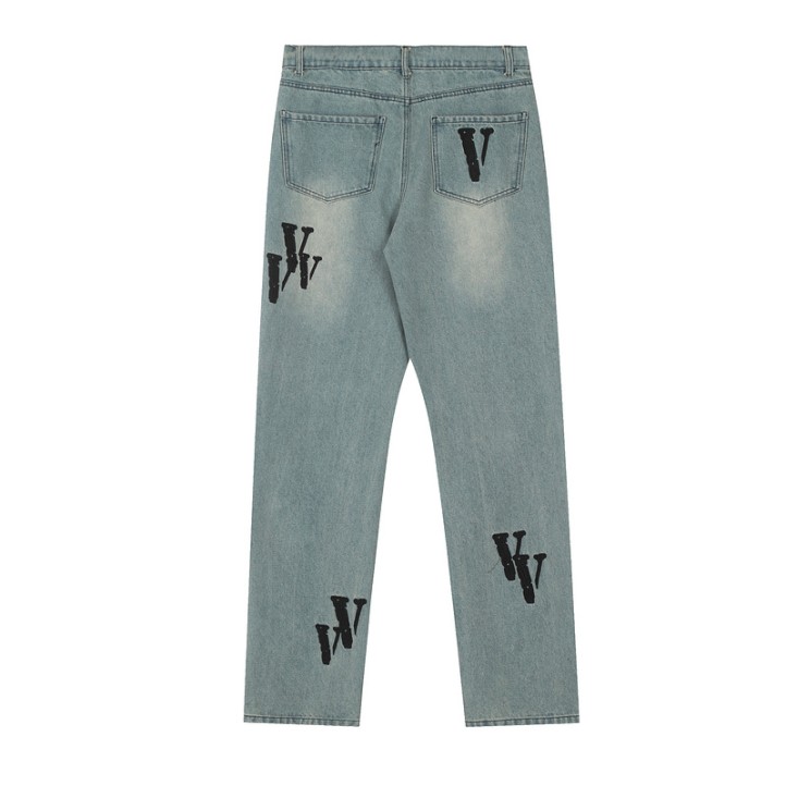 VLone Logo Embroidered Jeans | Blue