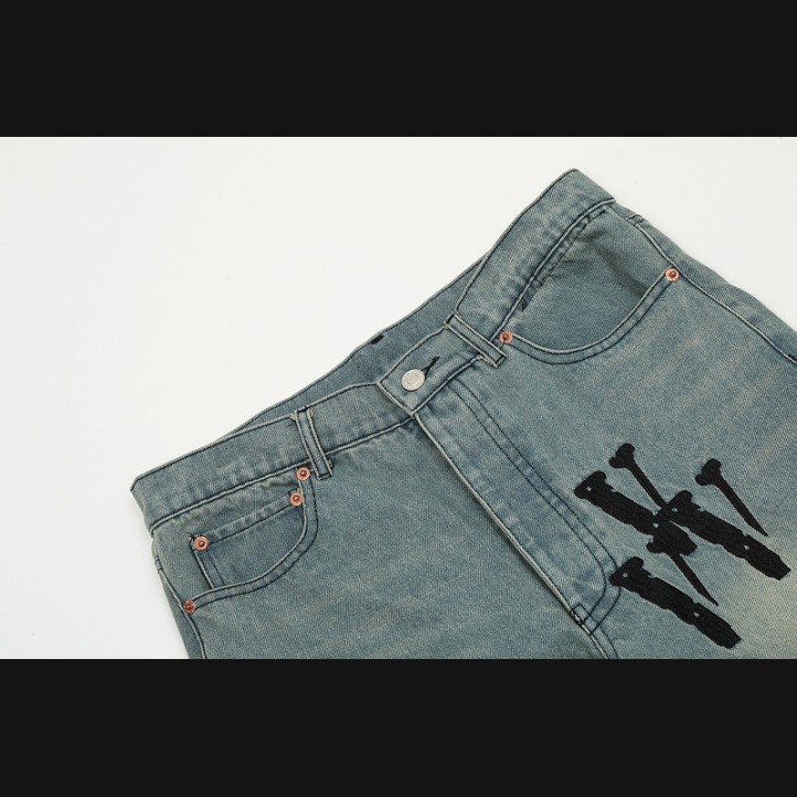 VLone Logo Embroidered Jeans | Blue