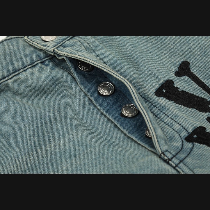 VLone Logo Embroidered Jeans | Blue