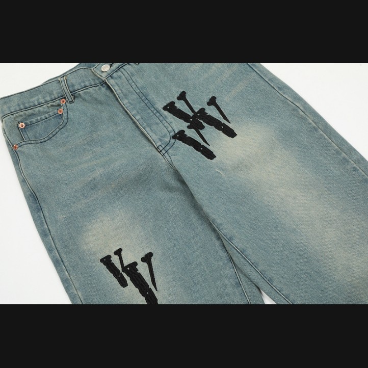 VLone Logo Embroidered Jeans | Blue