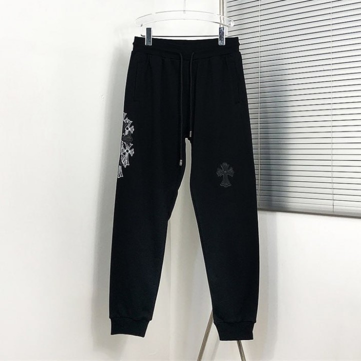 Chrome Hearts Leather Cross Jogger Pants | Black