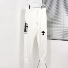 Chrome Hearts Leather Cross Jogger Pants | White