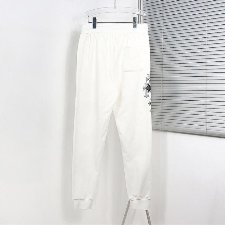 Chrome Hearts Leather Cross Jogger Pants | White