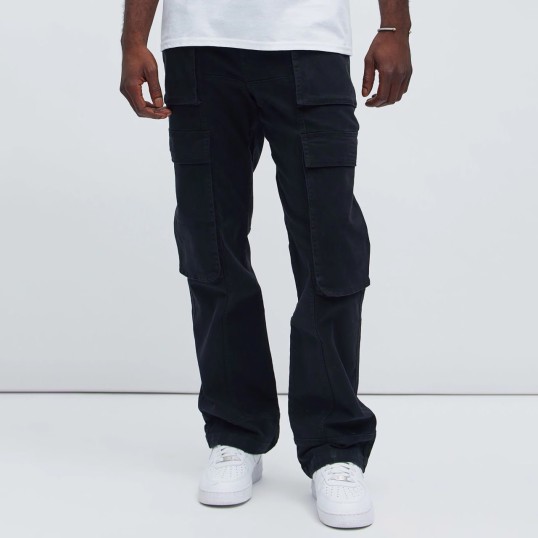 Psyche Straight Cargo Jeans | Black