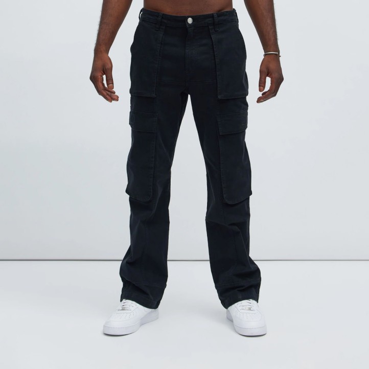 Psyche Straight Cargo Jeans | Black