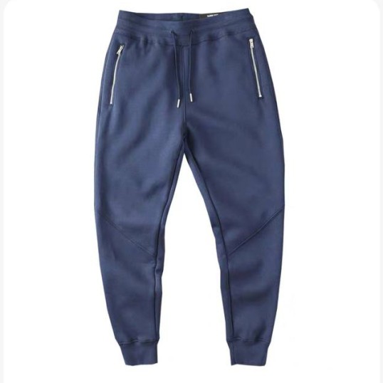 Zipper Pleated Jogger Pants | Navy