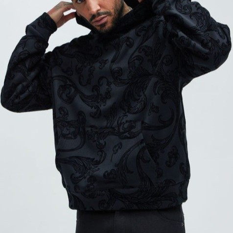 Floral Flock Hoodie | Black