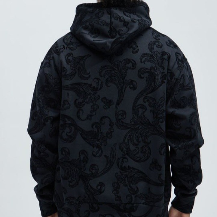 Floral Flock Hoodie | Black