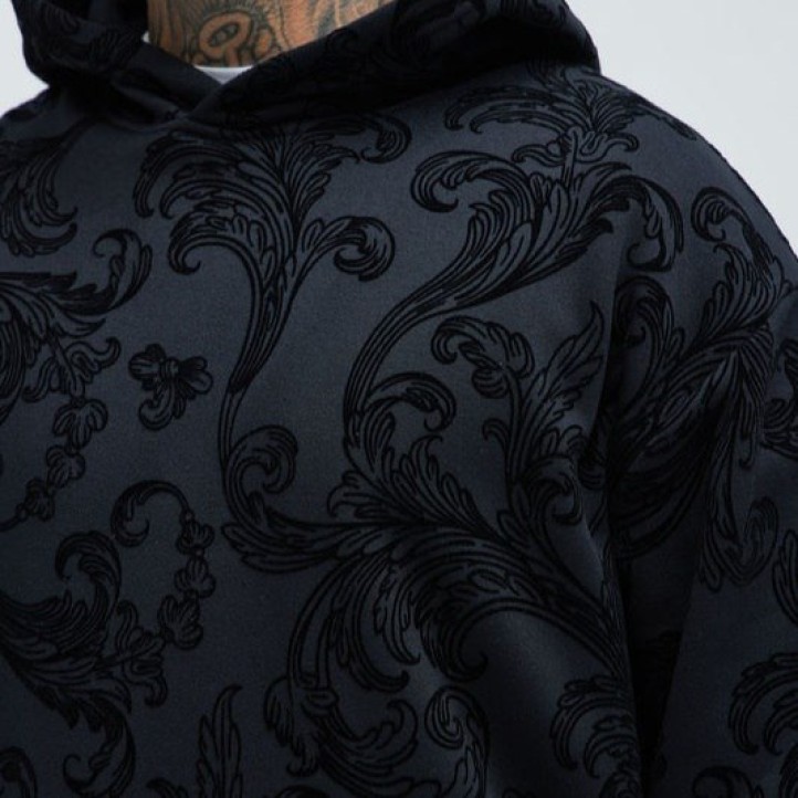 Floral Flock Hoodie | Black