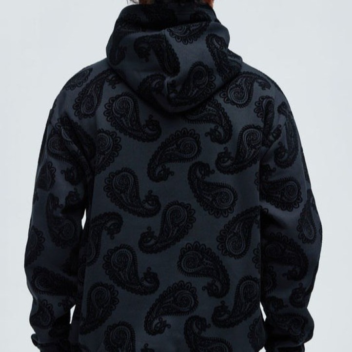 Paisley Flock Hoodie |Black