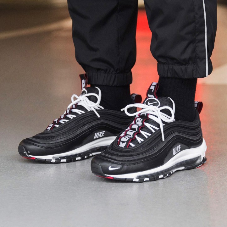 Nike air max 97 premium black outlet white  and  varsity red