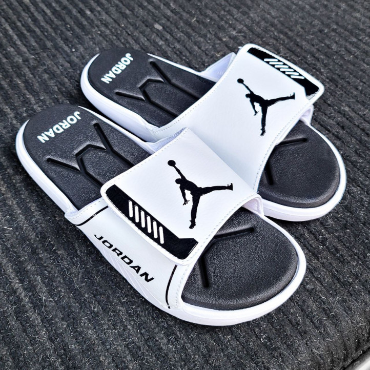 Тапочки Air Jordan hydro 4 | Бело - Черные