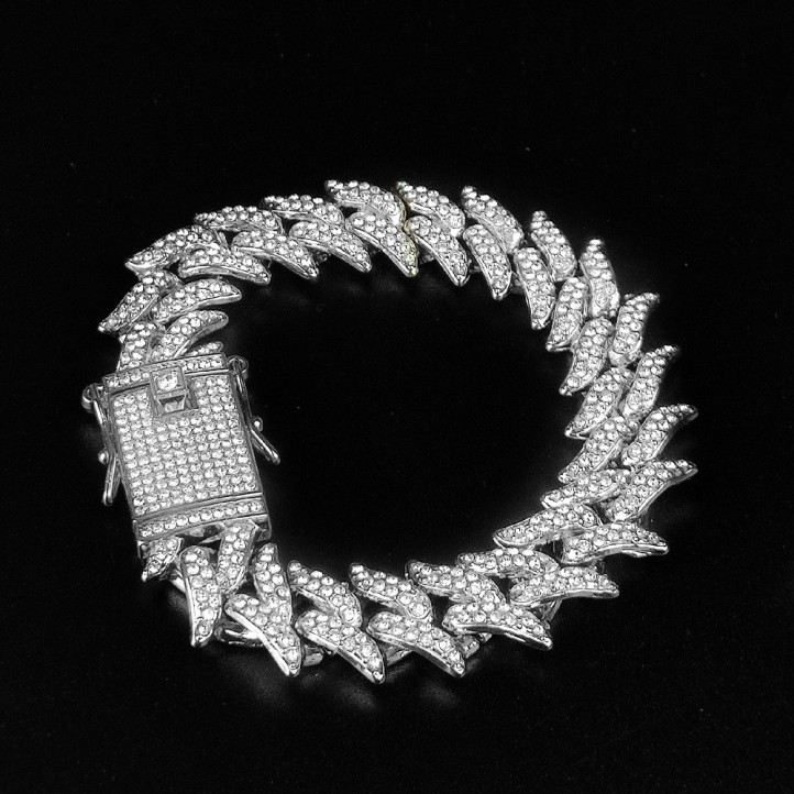 Diamond Spiked Edge Bracelet | Silver