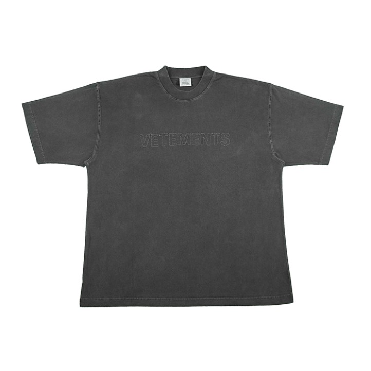 Футболка Vetements Embroidered Washed Grey