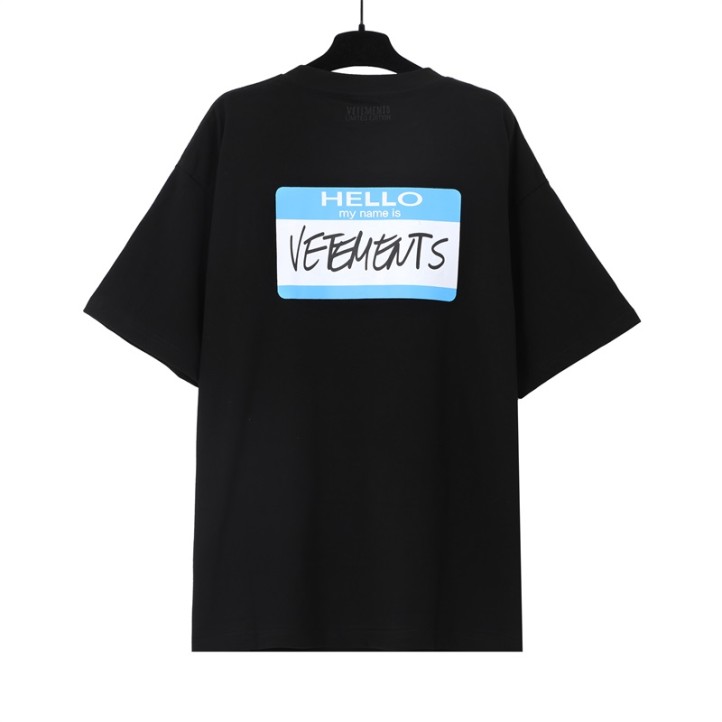 Футболка Vetements Hello My Name Is | Черная