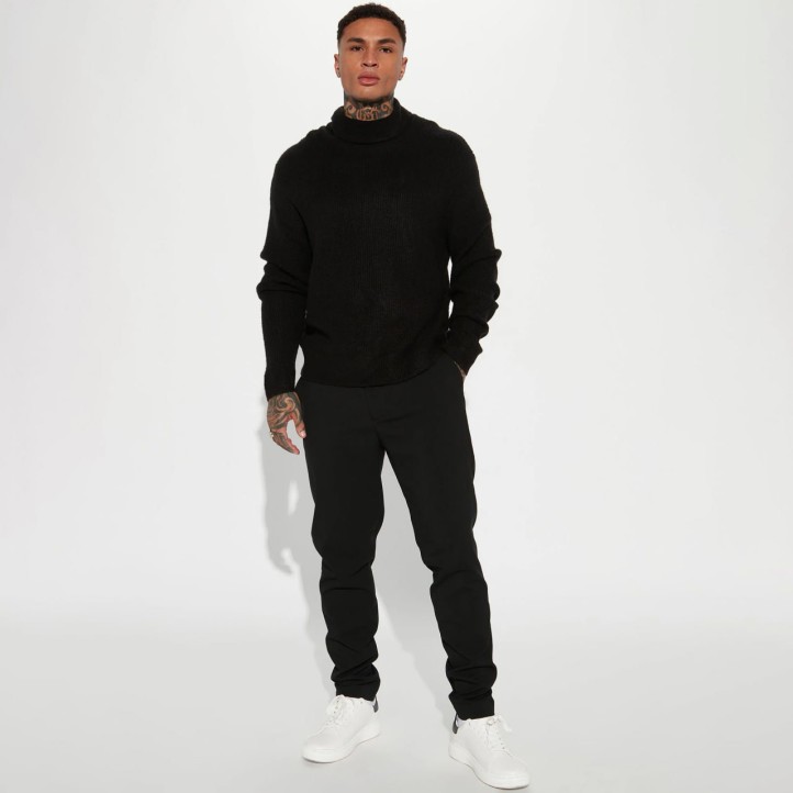 Simply Ribbed Cozy Turtleneck Sweater | Black