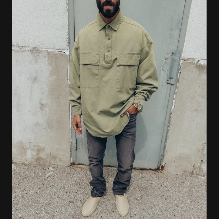 Fear Of God Military Canvas Pullover Shirt | Green