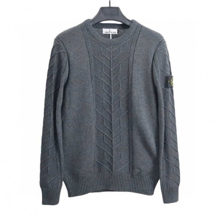 Stone Island Lambswool With Aran Motif Sweater "Grey"