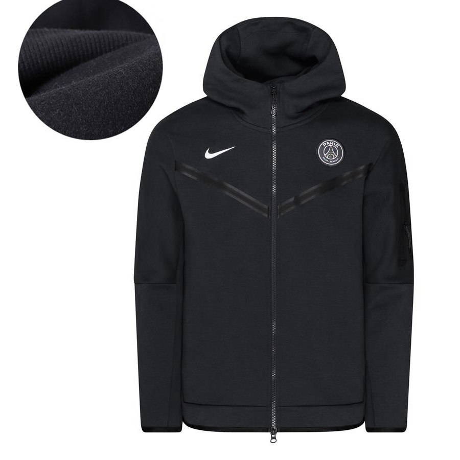 Nike x Paris Saint-Germain Tech Fleece Full-Zip Hoodie "Black" (с начесом)