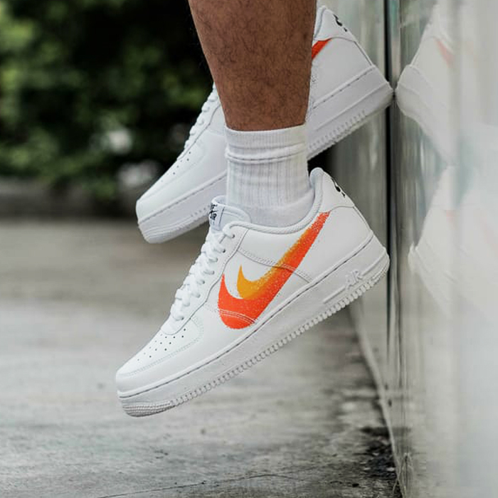Nike Air Force 1 Low "Spray Paint Swoosh" White/Orange/Red WMNS