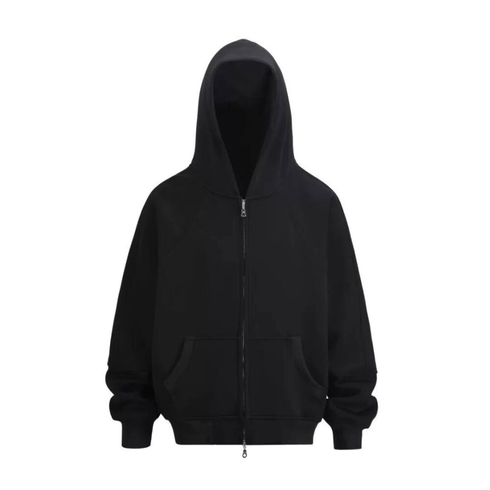 Black Icon Oversized Light Zip Hoodie "Black"