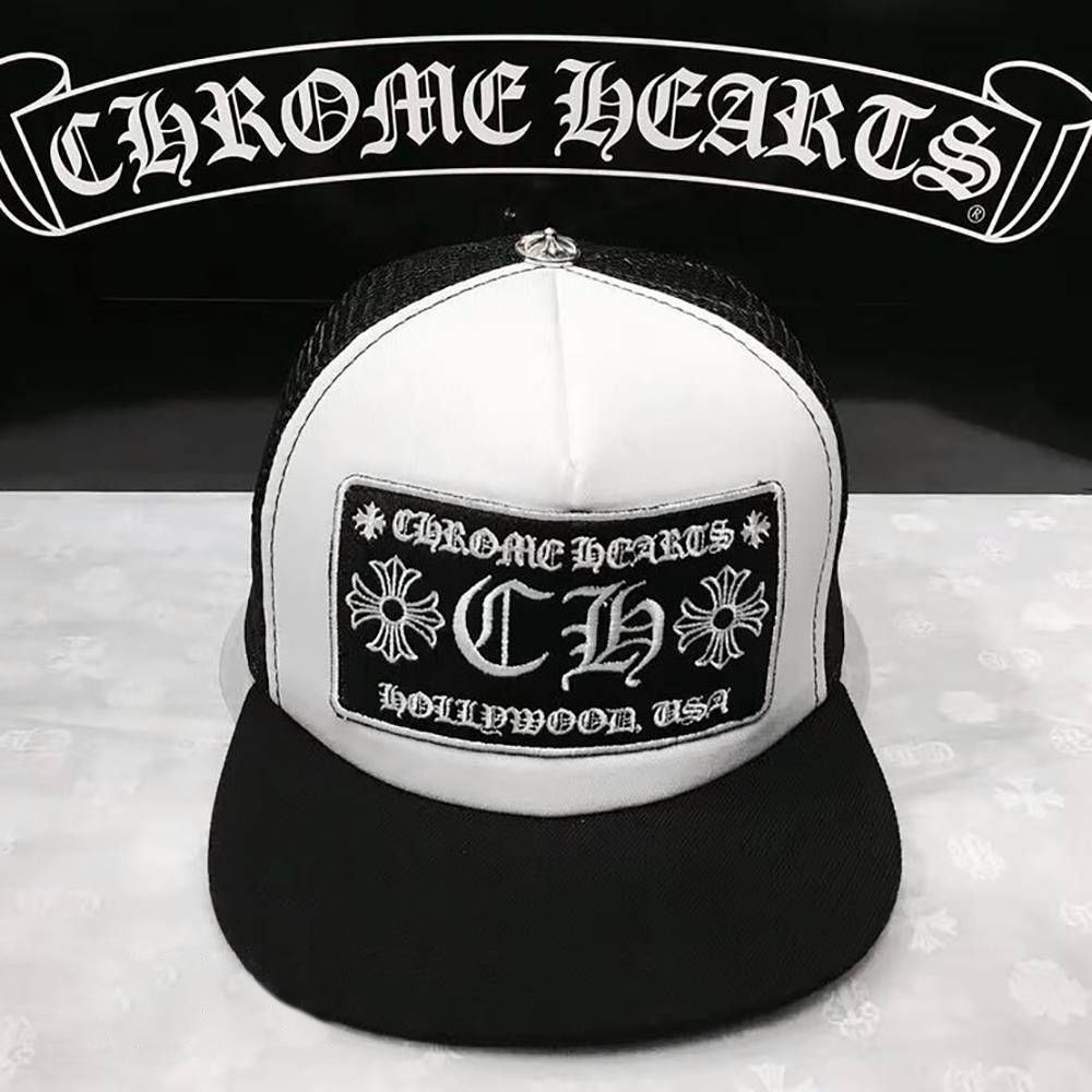 Chrome Hearts Hollywood Snapback Trucker Hat "Black/White"