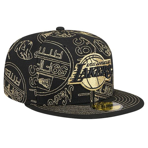 Los Angeles Lakers Allover Ring Cap Cap 73/8 (58.7 cm) Black/Gold