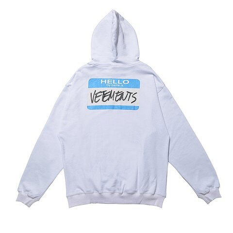 Vetements Hello My Name Is Hoodie | White