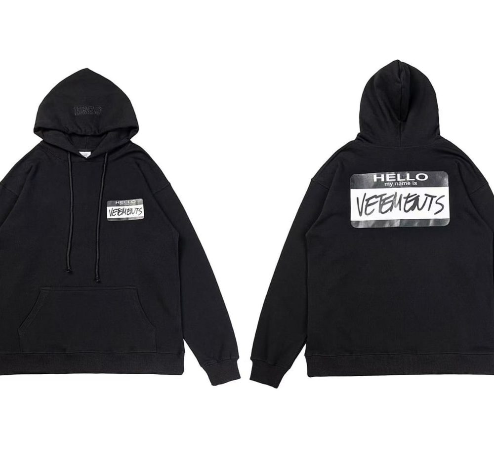 Vetements Hello My Name Is Hoodie | Black