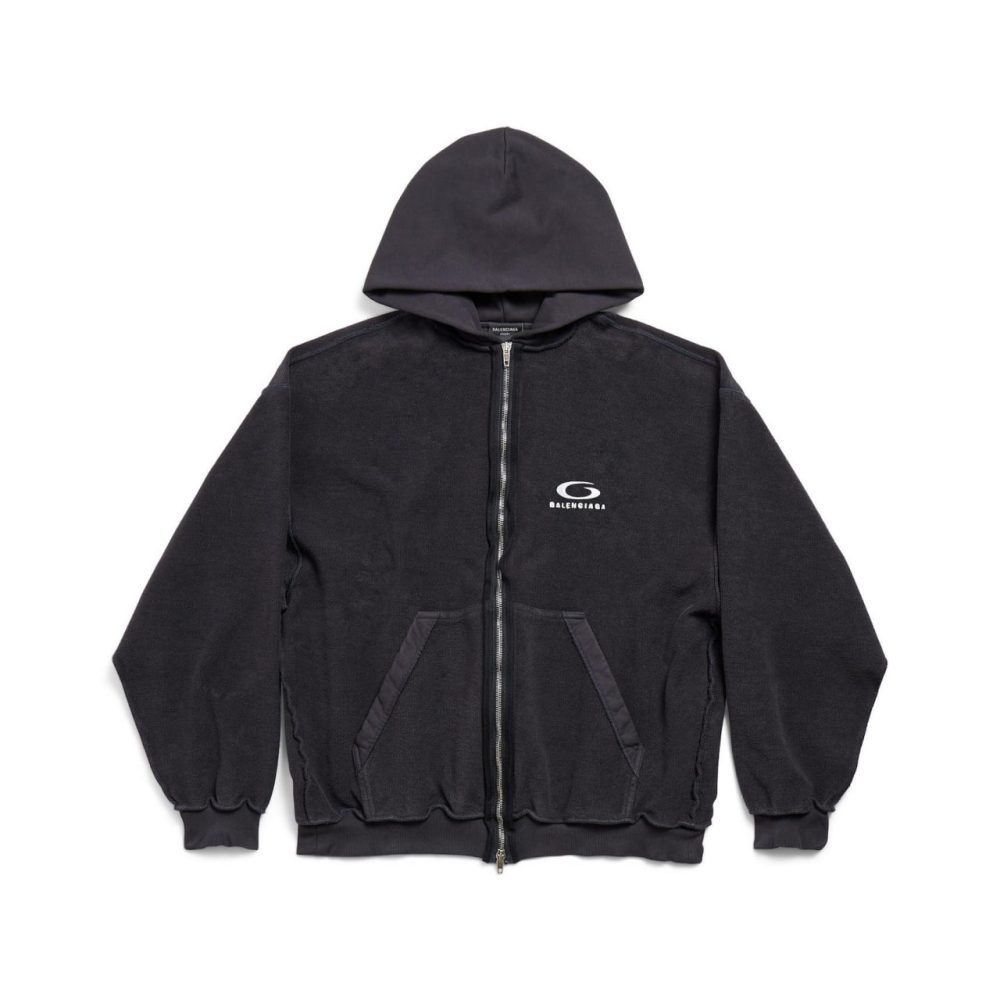 Balenciaga Inside Out Zip Hoodie "Black"