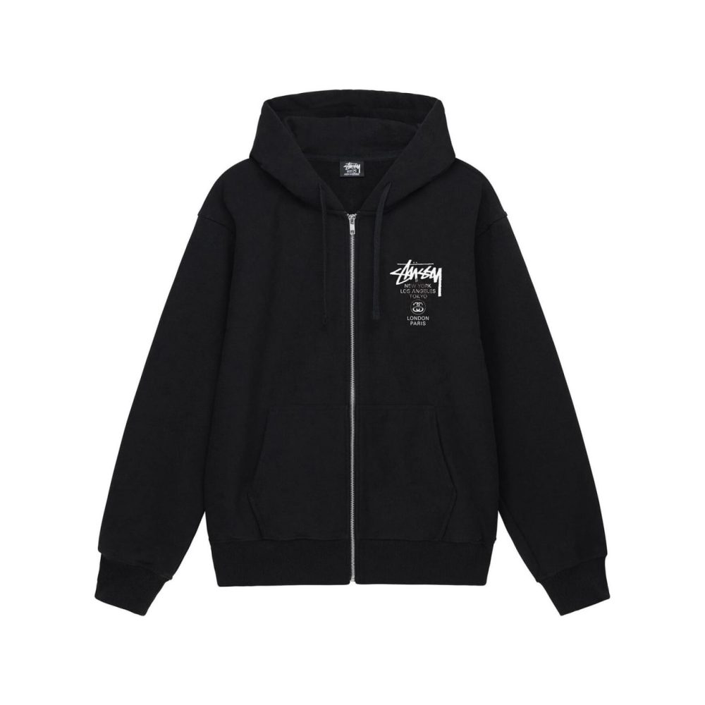 Stussy World Tour Zip Hoodie "Black"