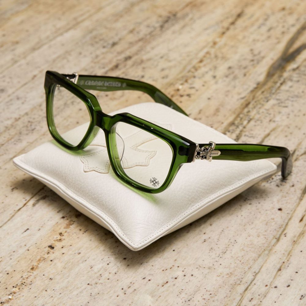 Chrome Hearts Vagillionaire II Crystal Glasses «Dark Olive»