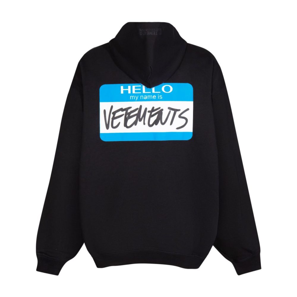 Vetements Hello My Name Is Hoodie | Black/Blue