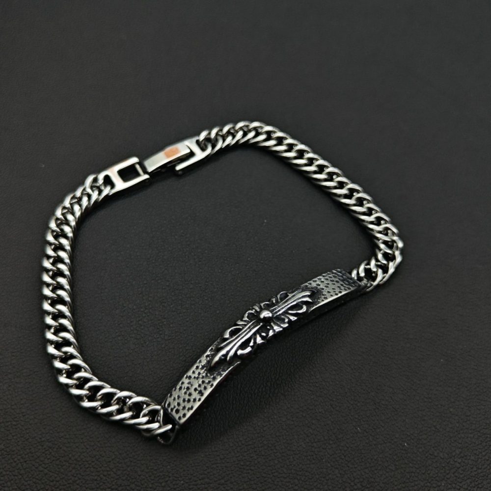 Chrome Hearts Cross Box Cuban Bracelet | Silver | Titanium Steel