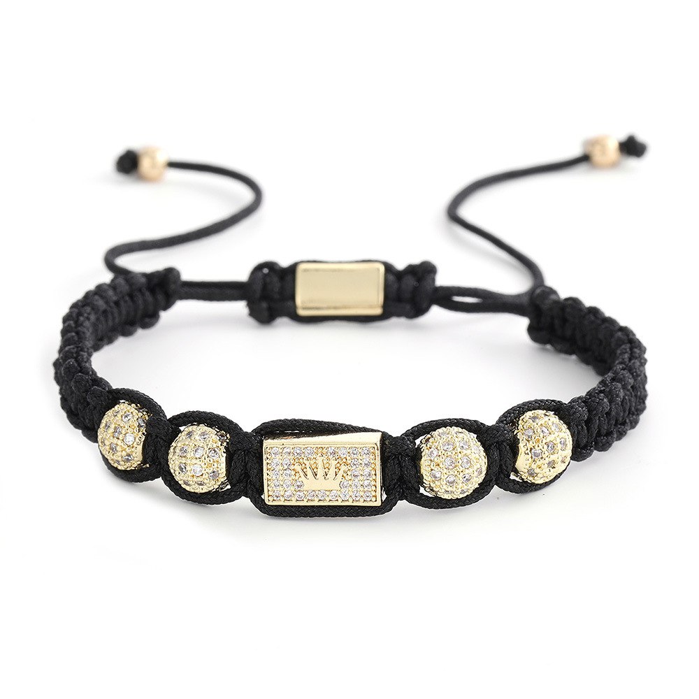 Crown Cord Braided Bracelet "Gold"