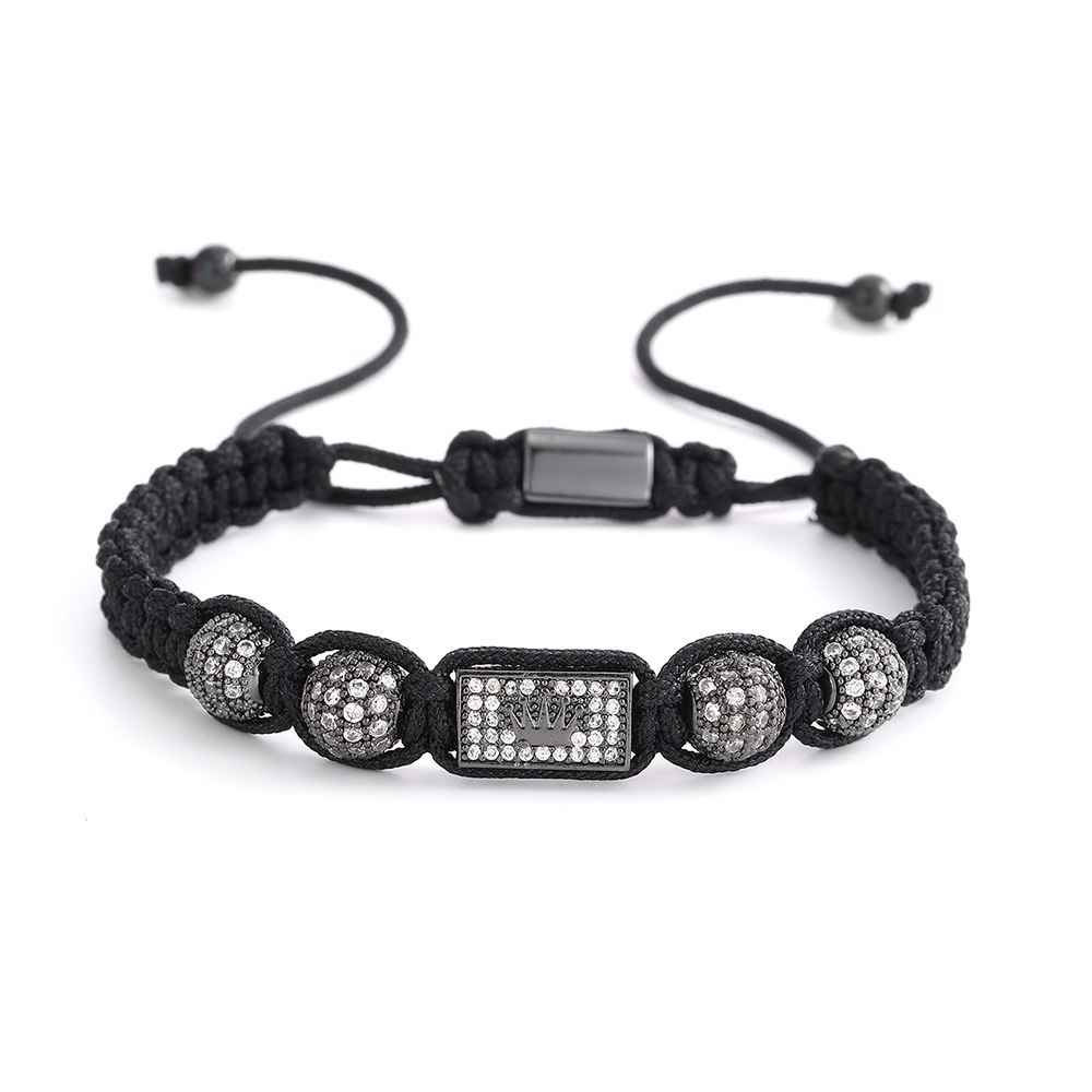 Crown Cord Braided Bracelet "Silver"