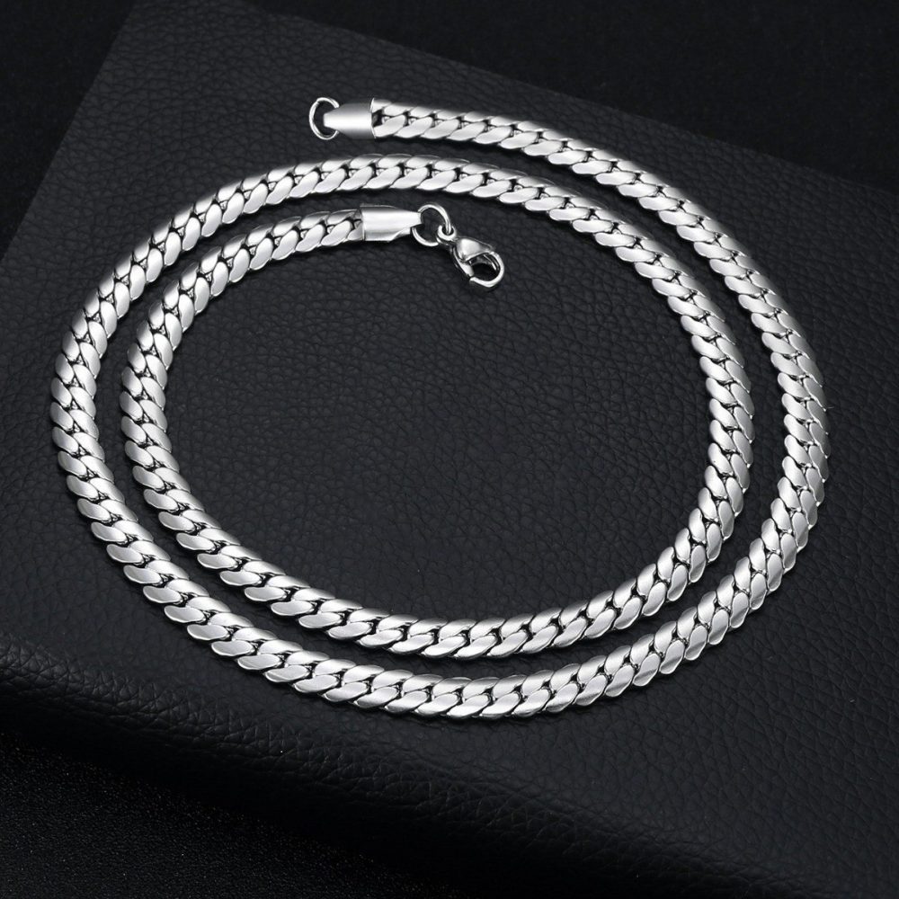 Flat Cuban Link Chain | Silver | Titanium Steel