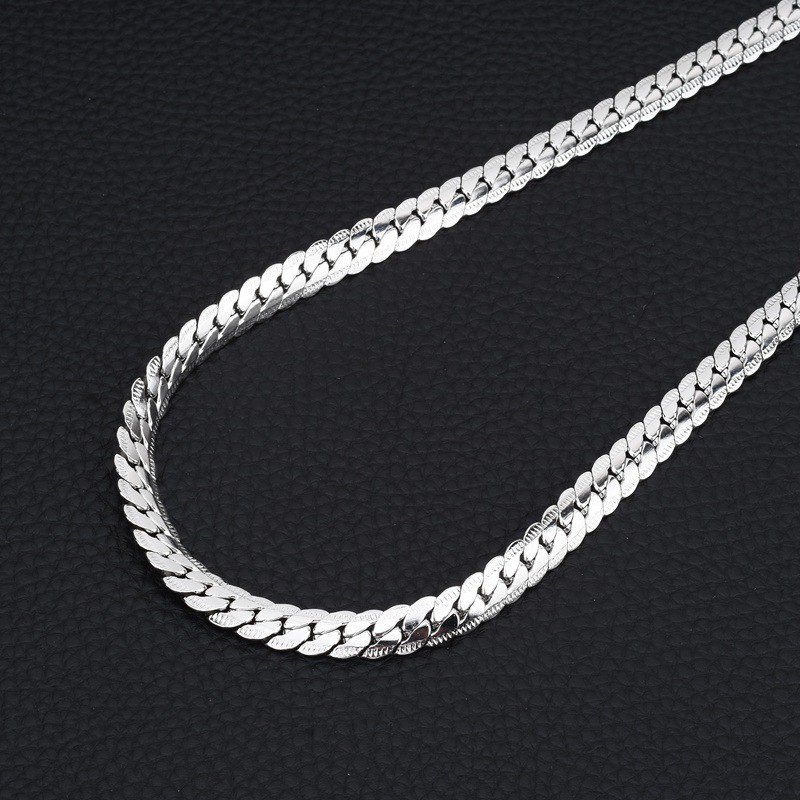 Flat Curb Link Chain 8mm x 55cm | Silver | Titanium Steel
