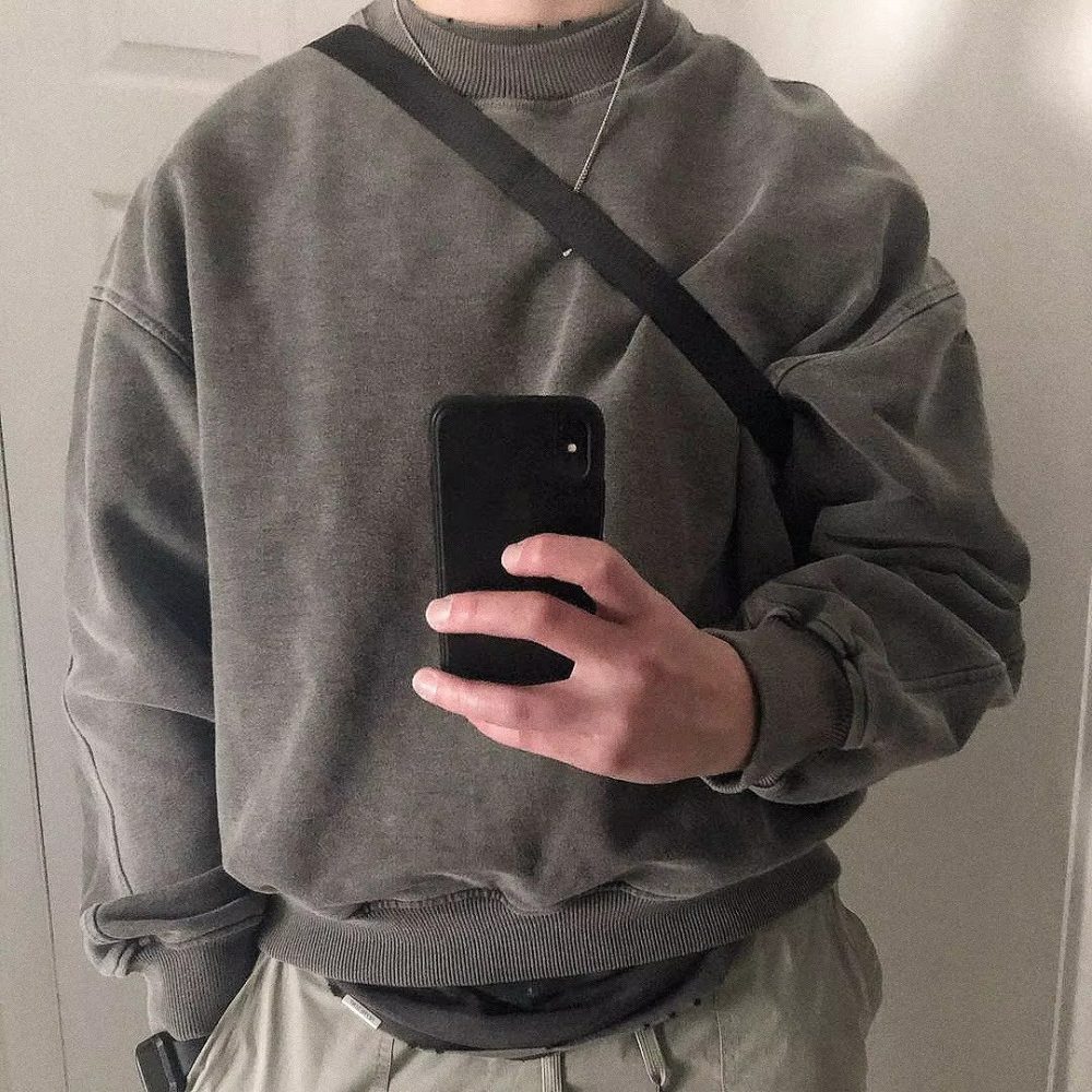 Represent Oversized Washed Grey Sweater