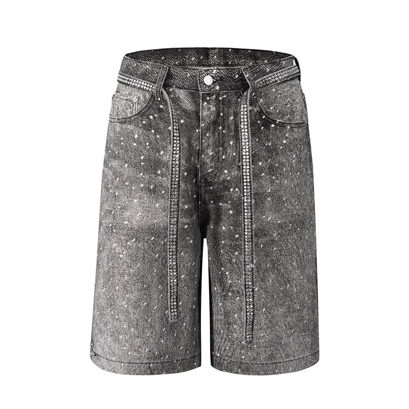 Шорты Baggy Washed Rhinestone "Dark Grey"