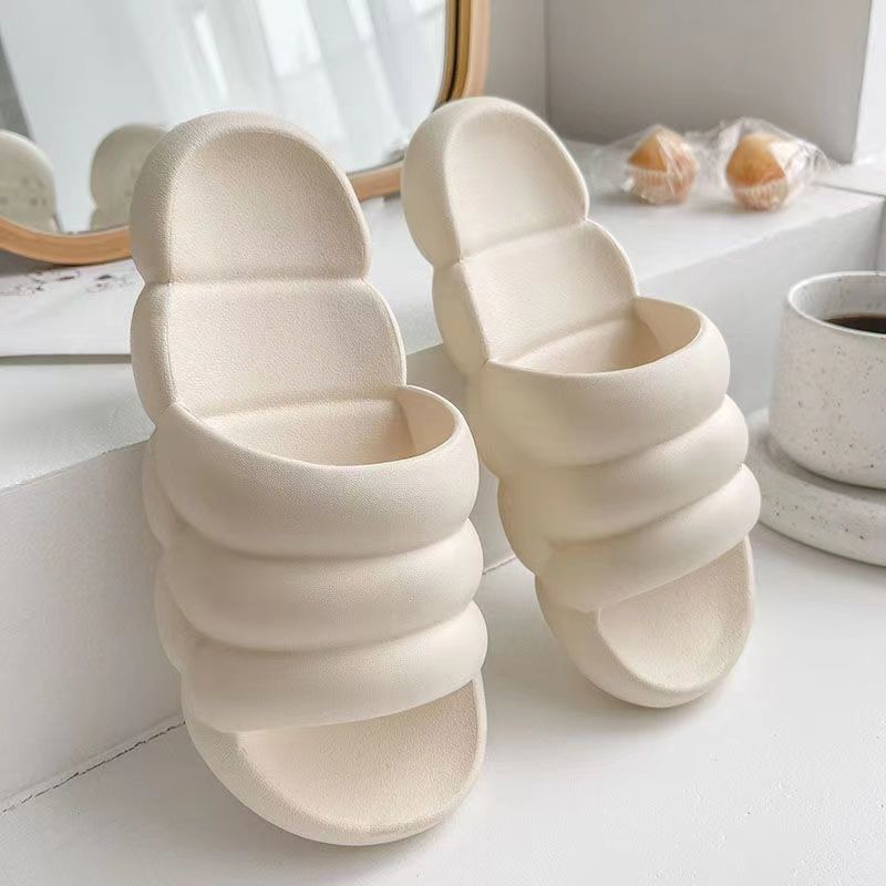 Cloud Shaped Puffy Slides - Cream