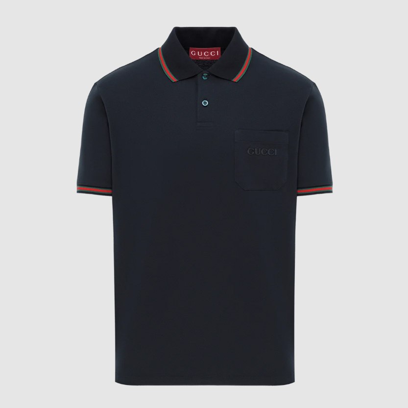 Футболка поло Gucci Logo Embroidered - Black