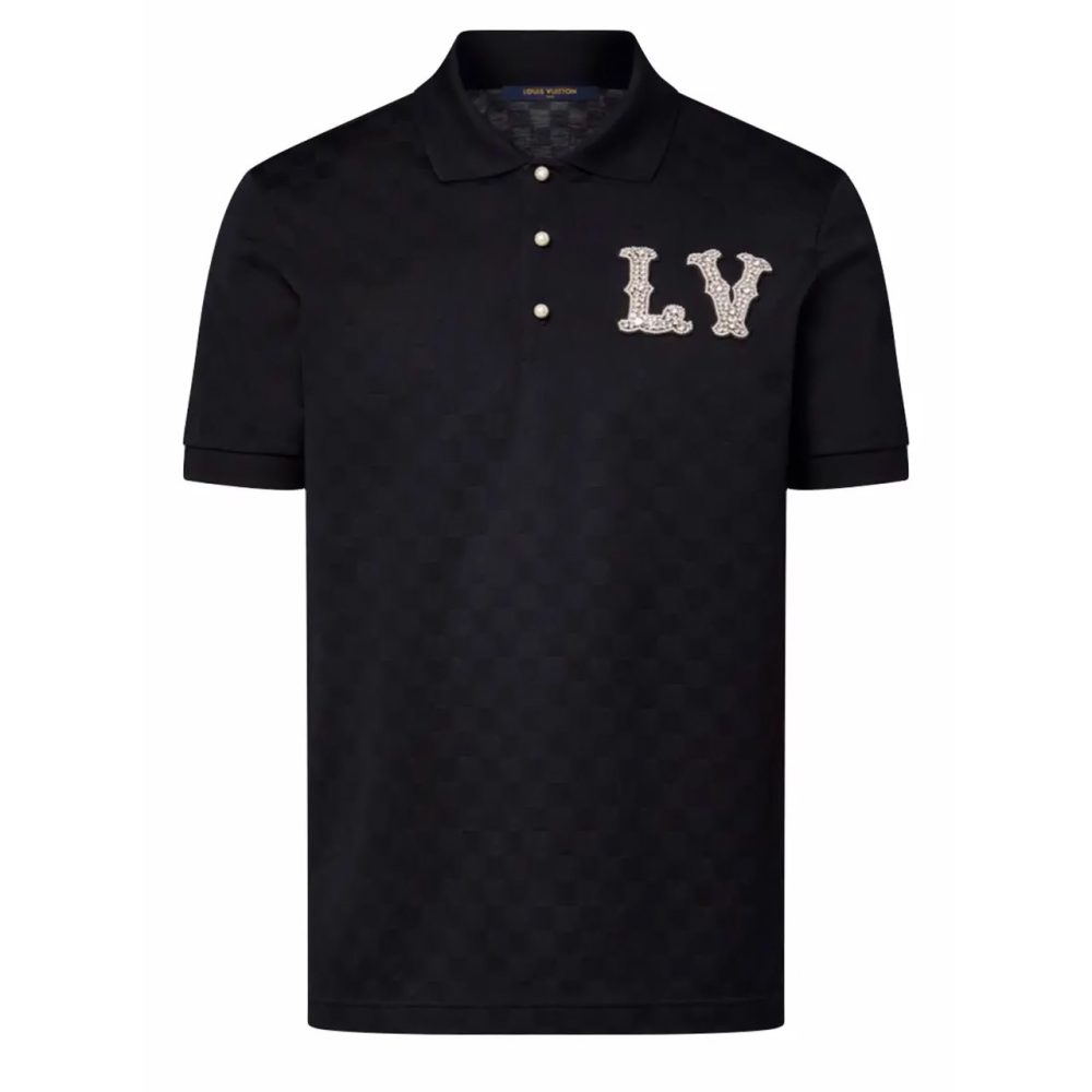Футболка поло Louis Vuitton x Pharrell Crystal Patch Logo - Black