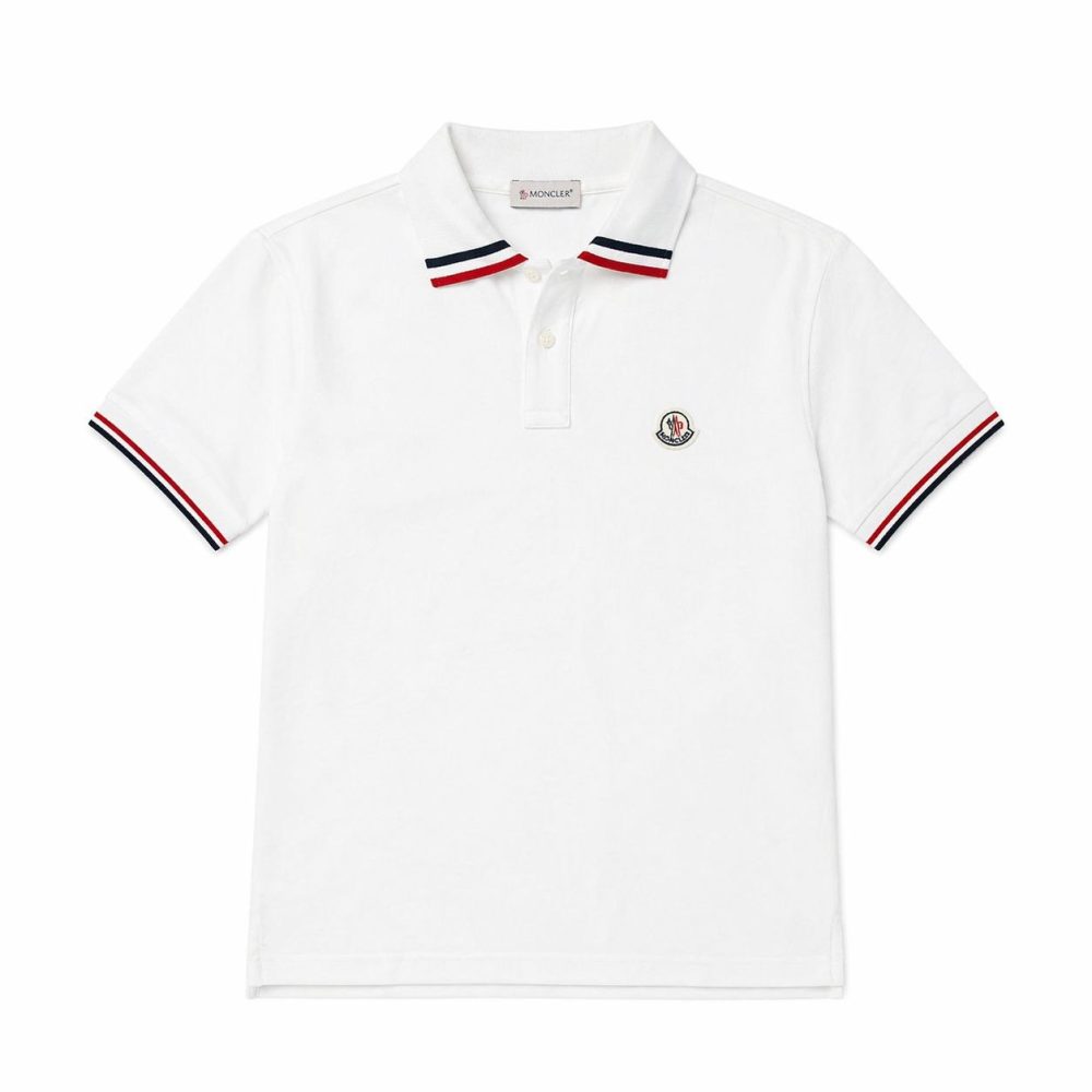 Футболка поло Moncler Collar Stripe - White