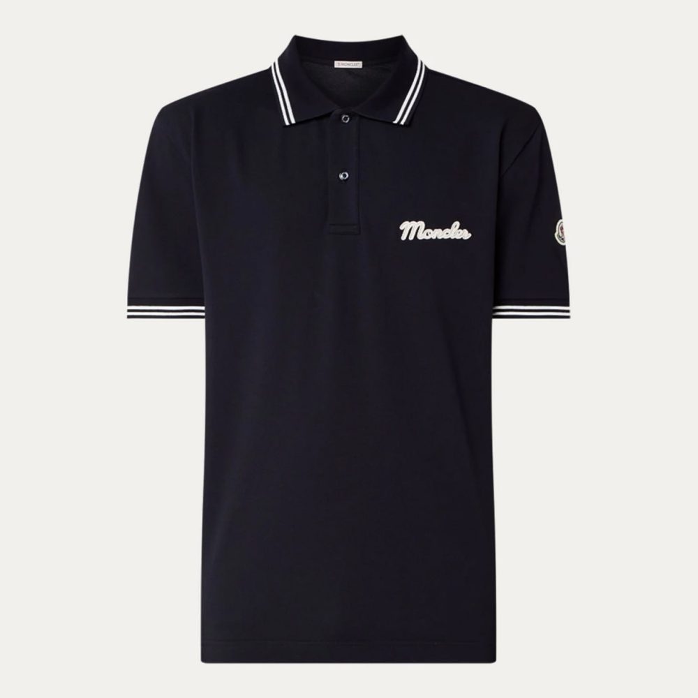 Футболка поло Moncler Letter Embroidered Logo - Black