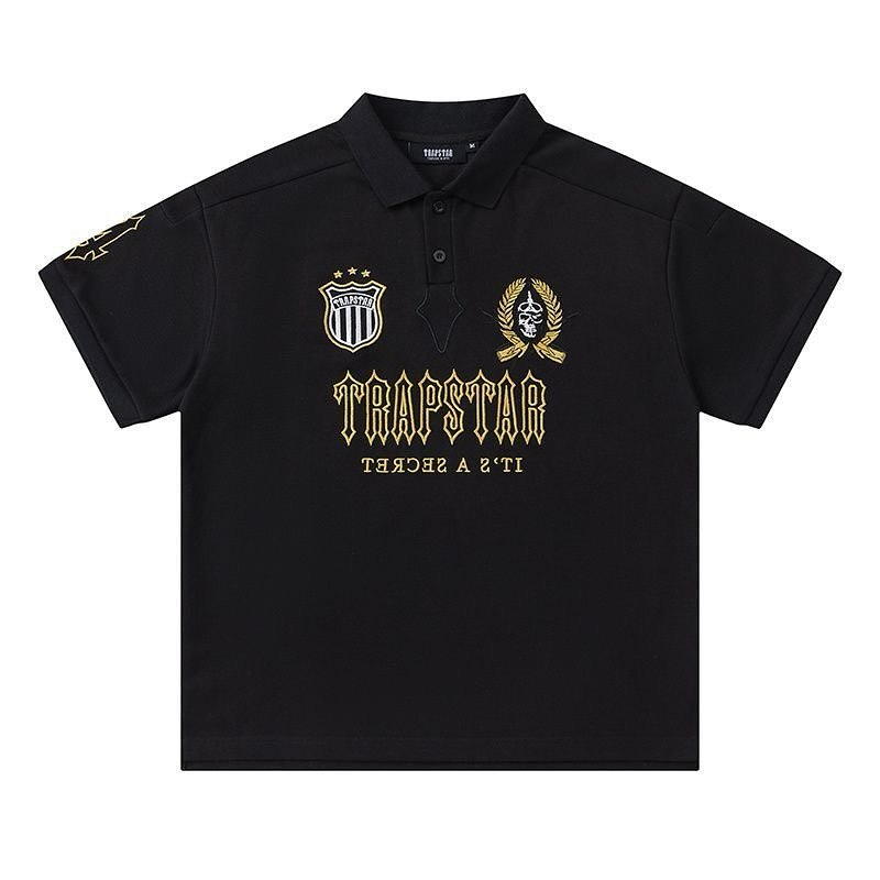 Футболка Поло Trapstar Decoded Logo-Embroidery Cotton-Pique - Black