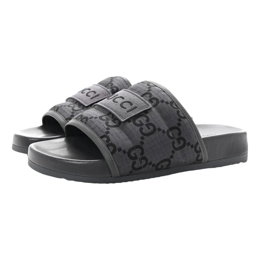 Gucci GG Monogram Slides - Dark Grey