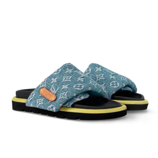Louis Vuitton Pre-Loved Pillow Comfort Slides - Denim Blue/Black