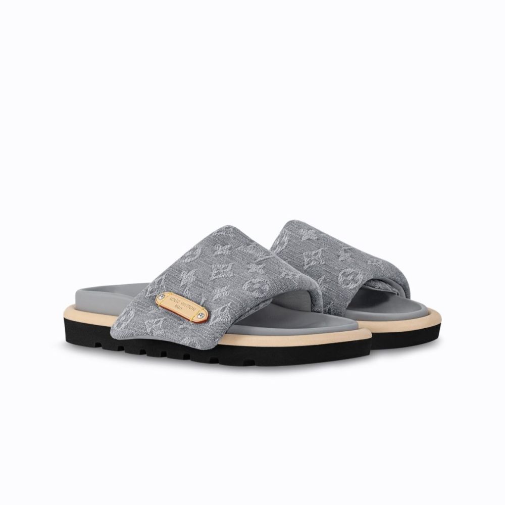 Louis Vuitton Pre-Loved Pillow Comfort Slides - Vintage Denim