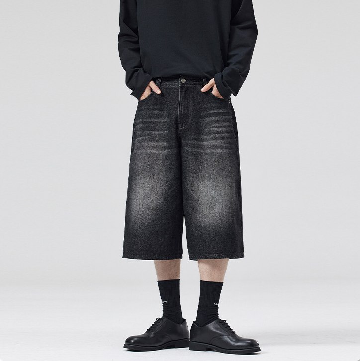Шорты Оверсайз Длинные Багги UNISEX - Black Wash
